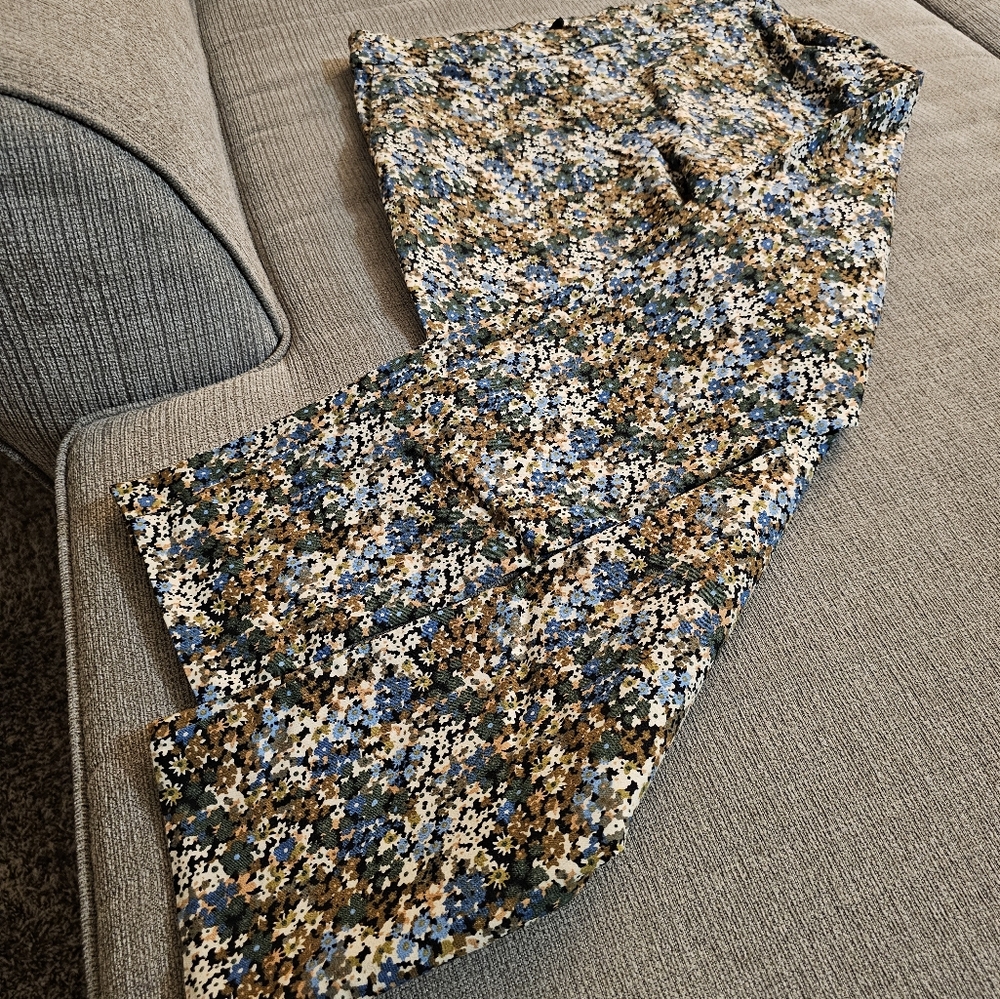 Jules & Leopold Brown Blue Floral Casual Career Office Pull-On Pants Medium - Picture 3 of 8